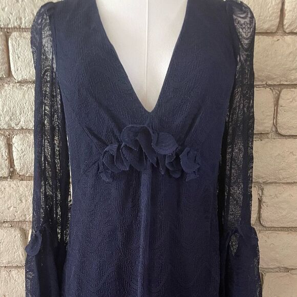 Max Studio Elegant Navy Lace Dress Size Small - Picture 2 of 12